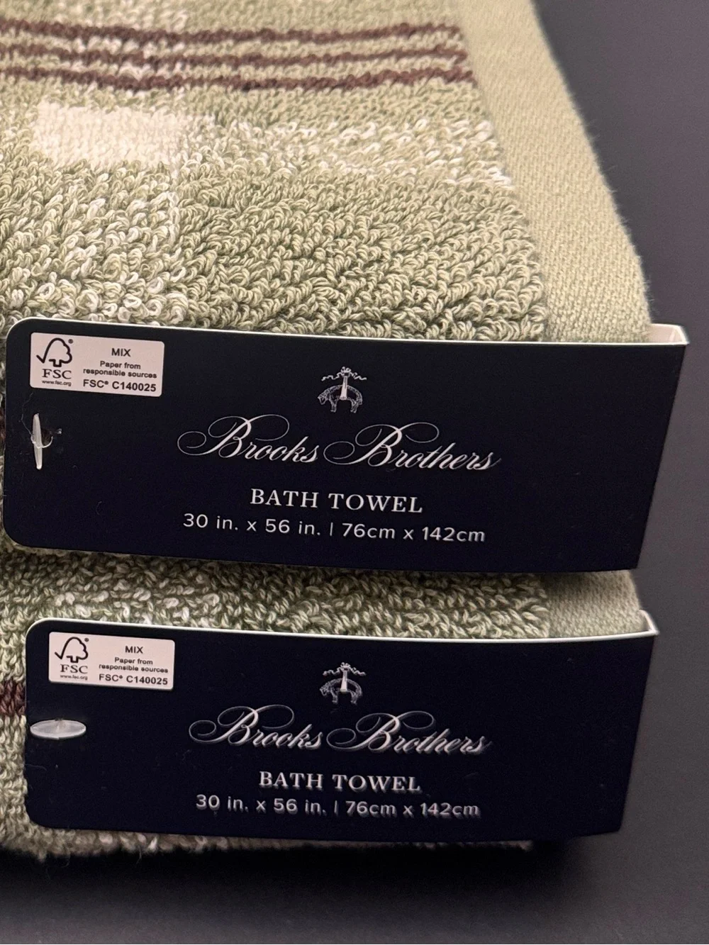8pc BROOKS BROTHERS 100% Cotton Plaid Bath Towel Set - Sydney Plaid - Sage/Brown